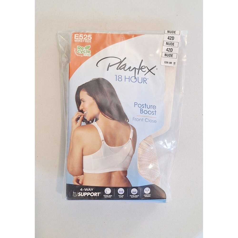 Playtex 18 Hour Posture Boost Front Close Wireless Bra Nude 42D